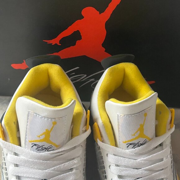 Air Jordan 4 Retro Vivid Sulfur White And Yellow Sneakers - Picture 5 of 6
